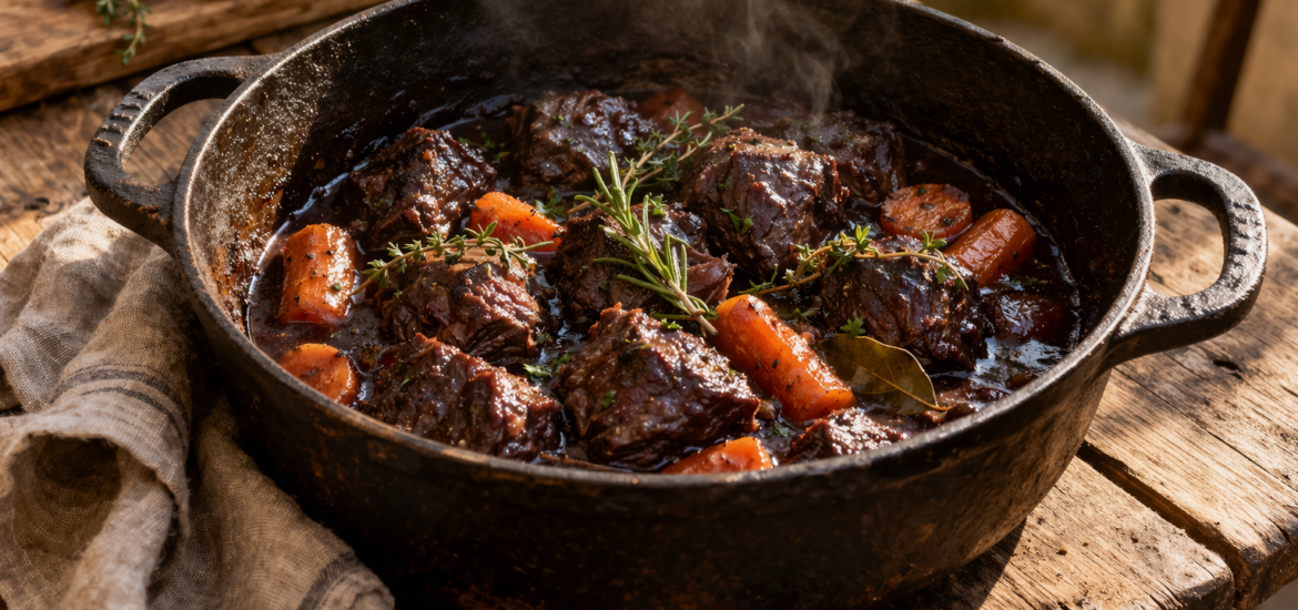 Daube de biche au vin rouge : la recette mijotée et quel vin choisir ?